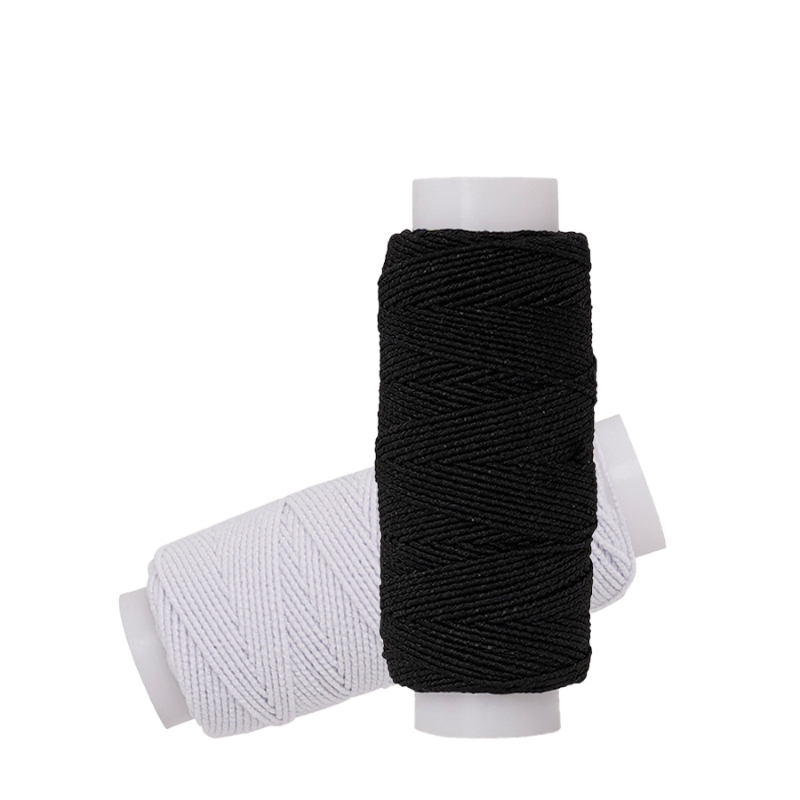 Waxed Thread Linen - 20m Black White Elastic Thread 0.6mm