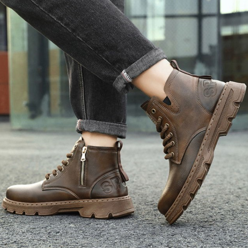 Leather Work Boots - ​Men’s 2025 Winter New Arrival Zipper