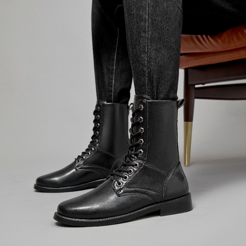 Leather Work Boots - High-top Leather Boots Outdoor Tactical Combat