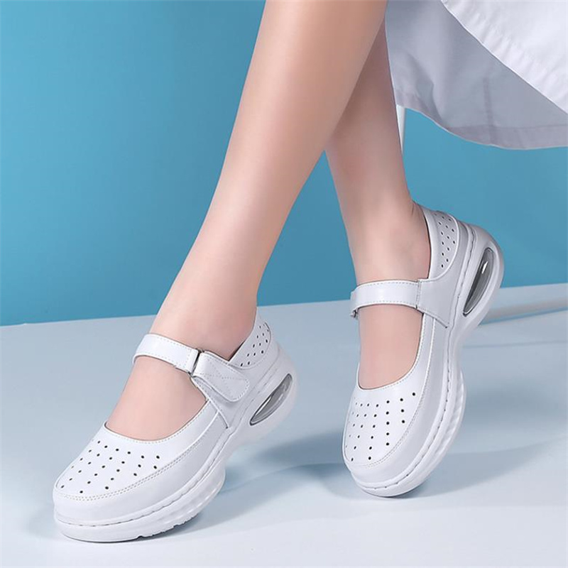 Leather Work Outfit - Genuine Leather Women Nurse Shoes Soft