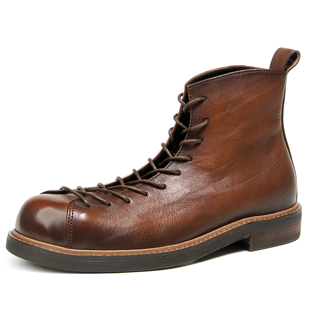Genuine Leather Round Toe Casu - đánh giá và giá Leather Work Boots