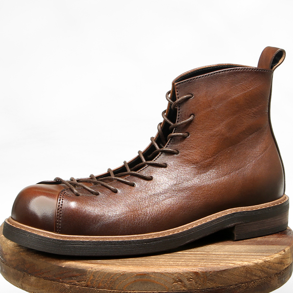 Genuine Leather Round Toe Casu - đánh giá và giá Leather Work Boots