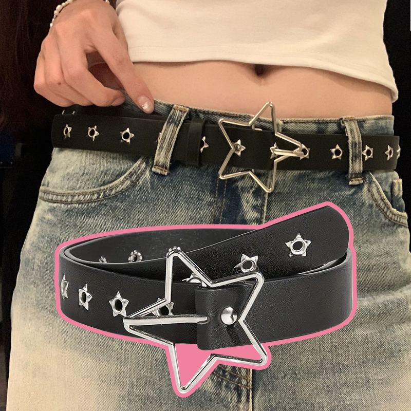 Y2K Punk Star Eyelet Black Riv - đánh giá và giá Leatherwork Eyelets
