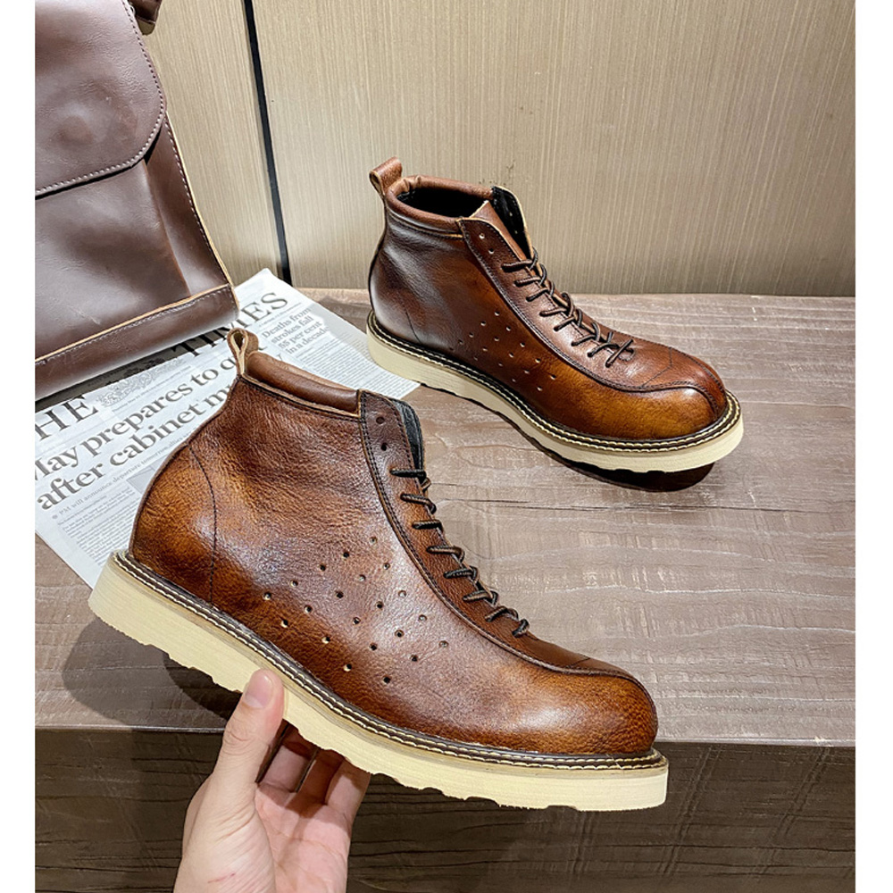 Men's Genuine Leather Hollow O - đánh giá và giá Leather Work Outfit