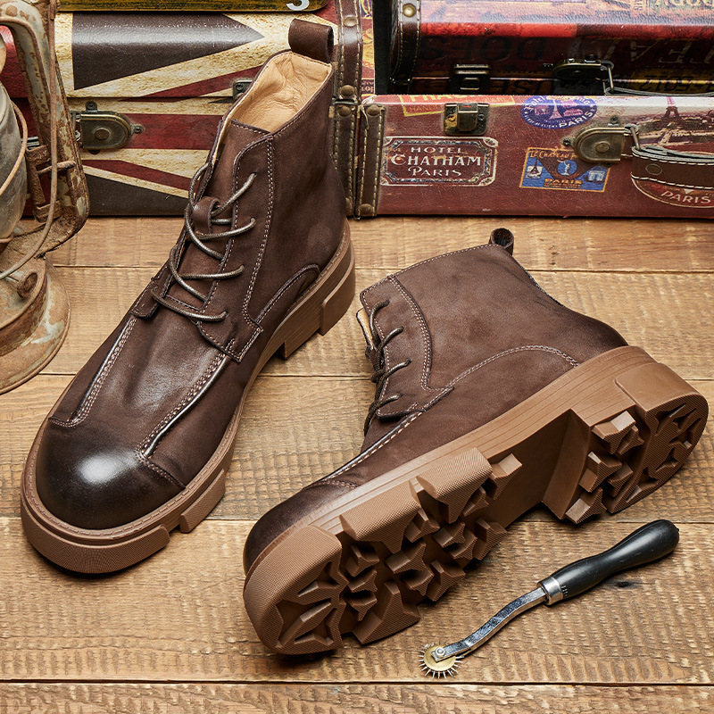 Men's British Style Combat Boo - đánh giá và giá Leather Work Boots