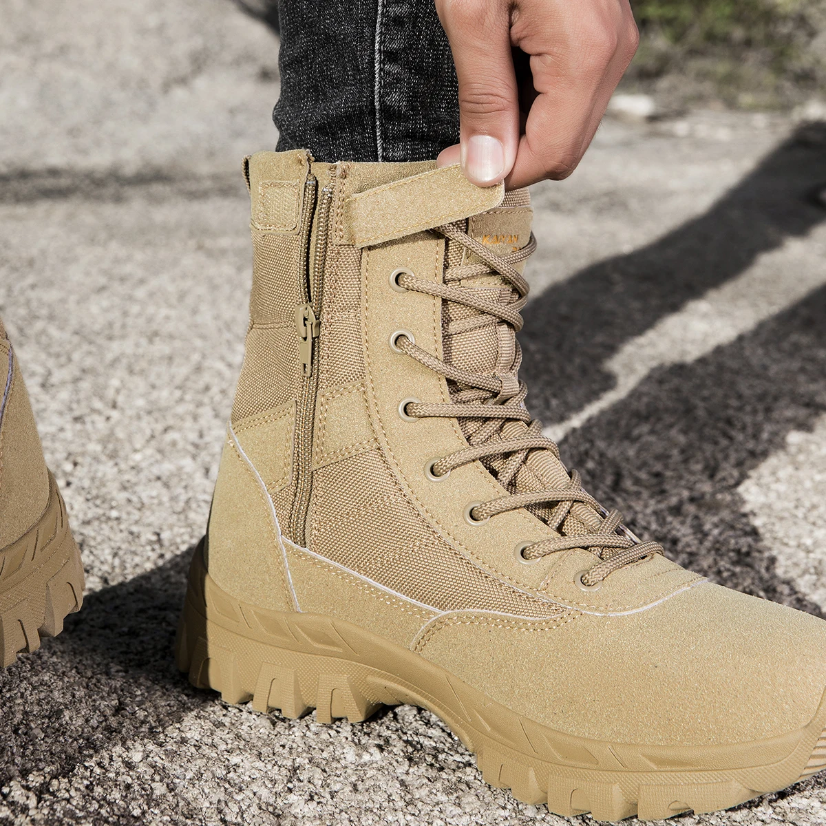 Men's Outdoor Hiking Shoes Hig - đánh giá và giá Leather Work Boots