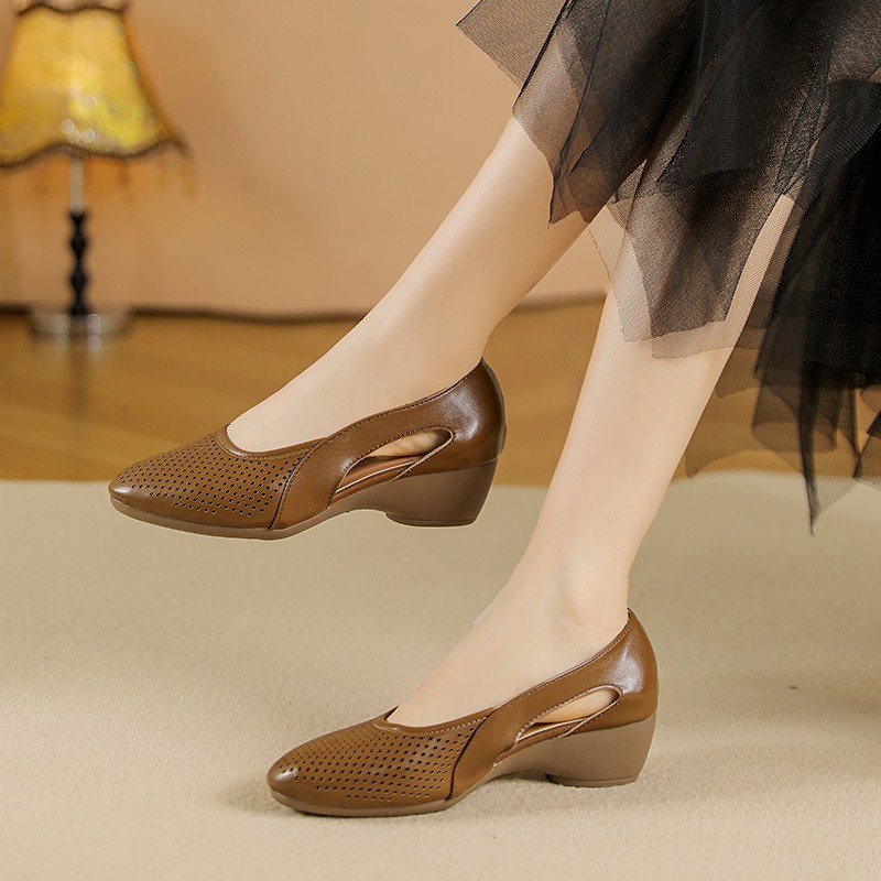 Womens Pumps Hollow Out Breath - đánh giá và giá Leather Work Outfit