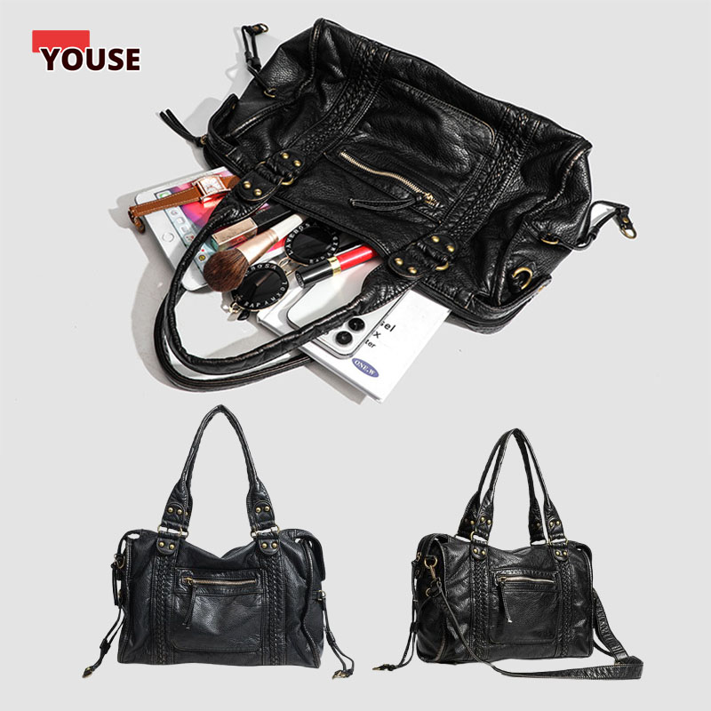 ​​Braided Trim Black Leather T - đánh giá và giá Leather Work Bag Women