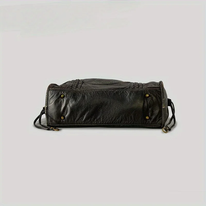 ​​Braided Trim Black Leather T - đánh giá và giá Leather Work Bag Women