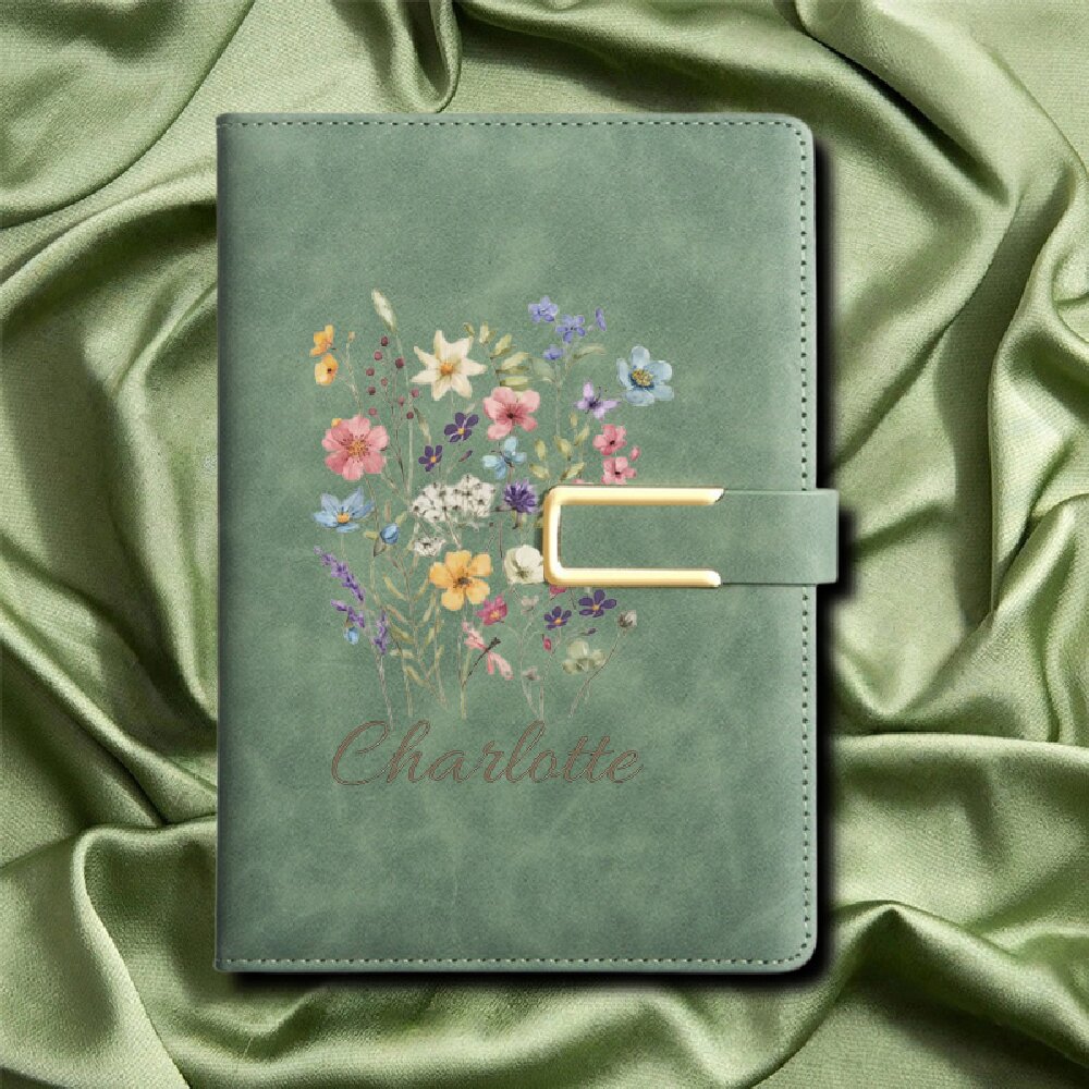 A5 Floral Monogram Custom Name - đánh giá và giá Leather Work Notepad