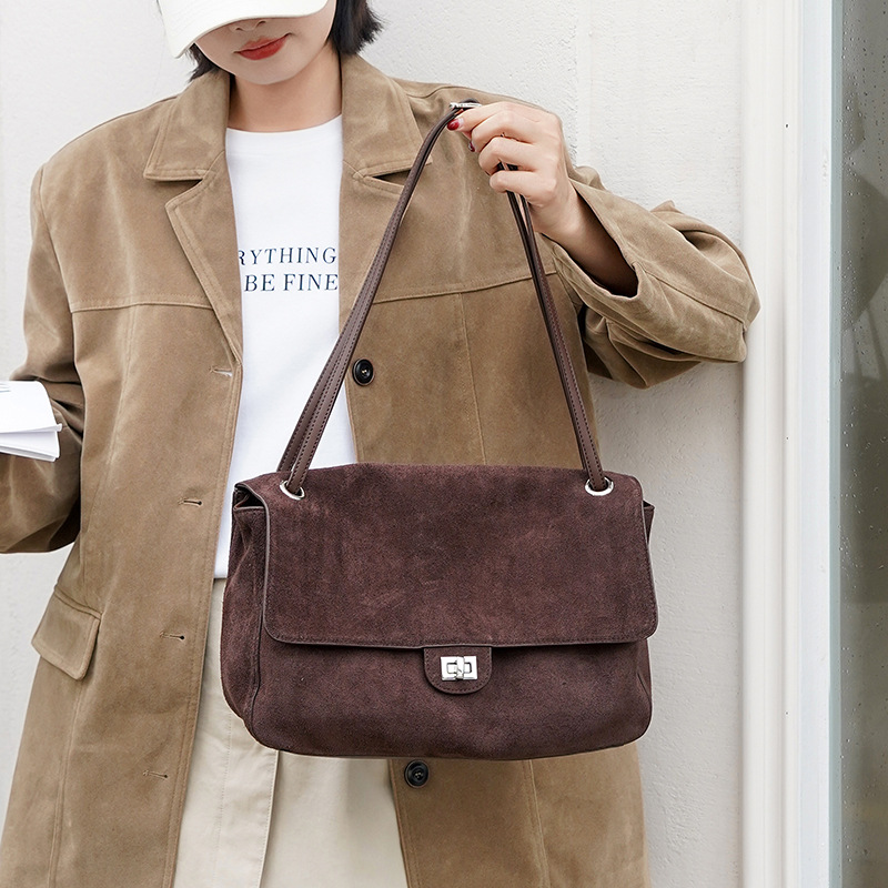 Genuine Suede Leather Underarm - đánh giá và giá Leather Work Bag Women
